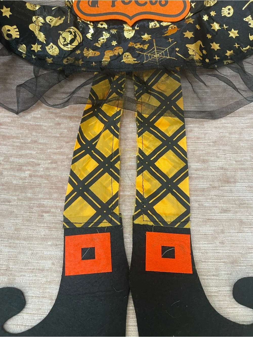 Hocus Pocus Black and Orange Witch Hat Home Accent